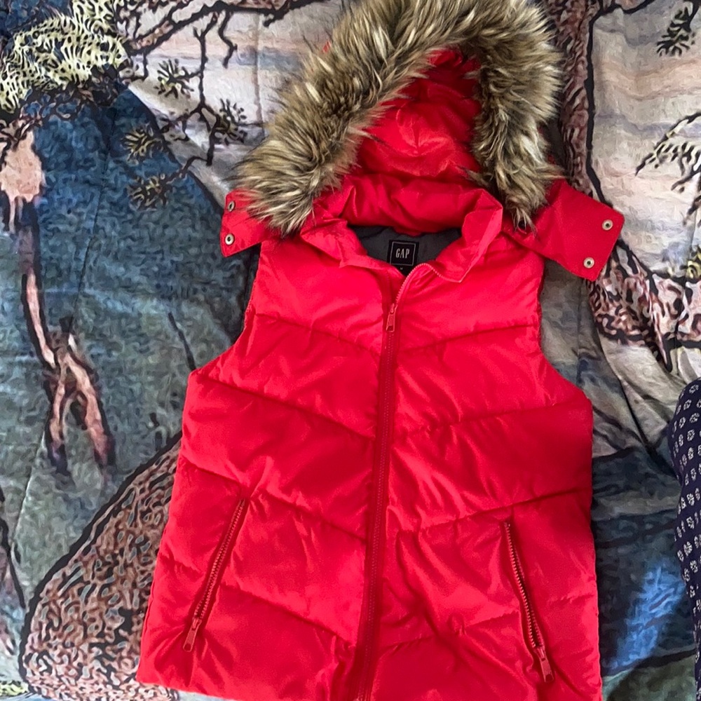 Winter Puffer Vest with Fur Hood